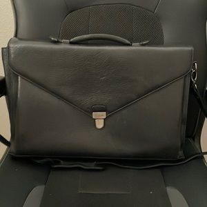 Vintage Rafael Black Leather Crossbody Top Handle Messenger/ Briefcase